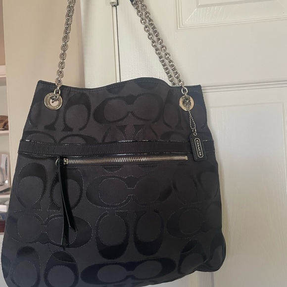 Coach Handbags - Coach Black and Gray Signature Shoulder Bag